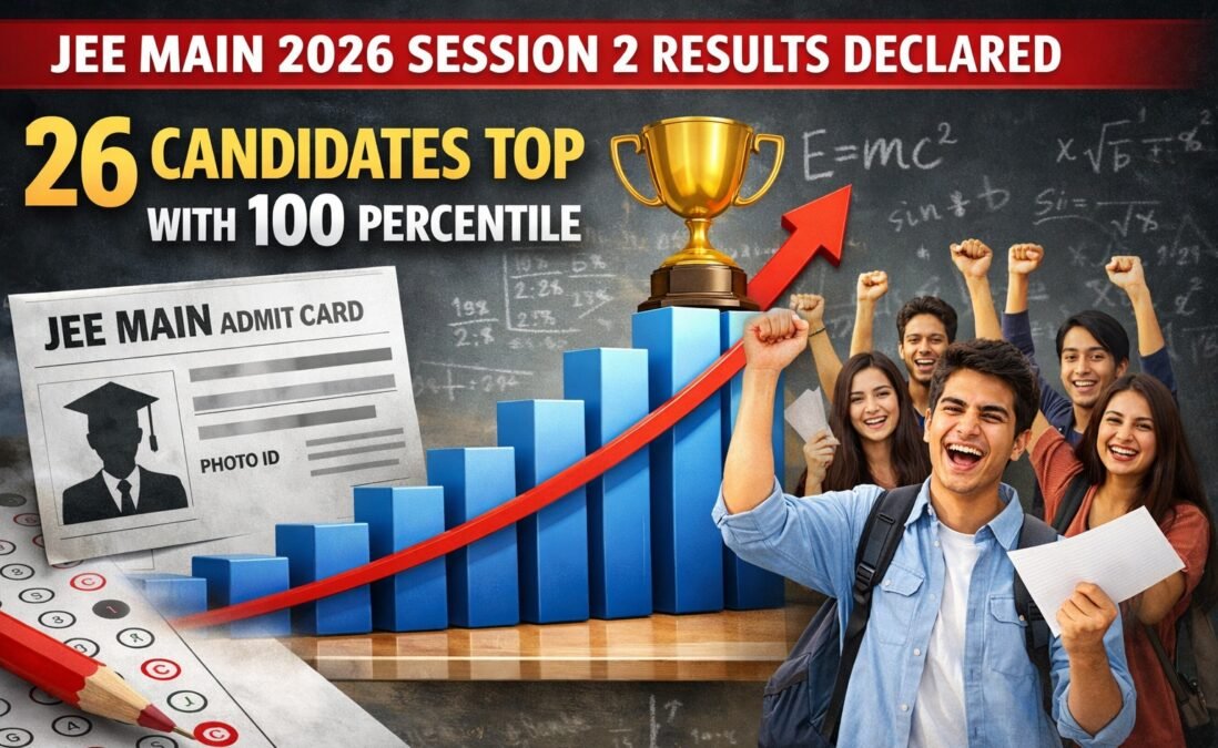 JEE Main 2026 Session 2 Results Declared, 26 Candidates Top with 100 Percentile