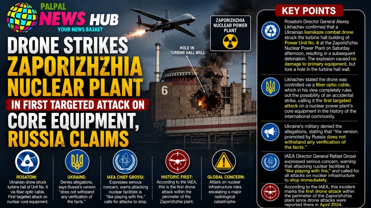 Drone Strikes Zaporizhzhia Nuclear Plant in First Targeted Attack on Core Equipment, Russia Claims