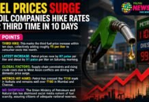 News thumbnail showing bold headline 'FUEL PRICES SURGE' with a green fuel nozzle, a rising red arrow, and a list of key points on the left side.