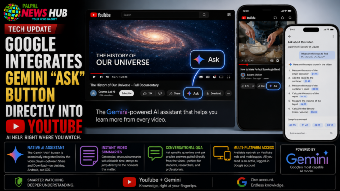 Google Integrates Gemini "Ask" Button Directly Into YouTube