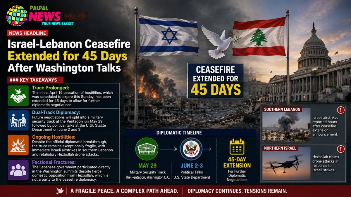 Israel-Lebanon Ceasefire Extended for 45 Days After Washington Talks