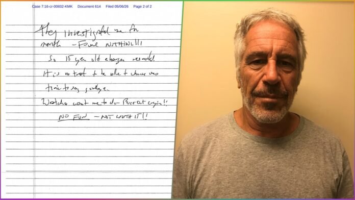 Jeffrey Epstein's Cryptic Handwritten Jail Note