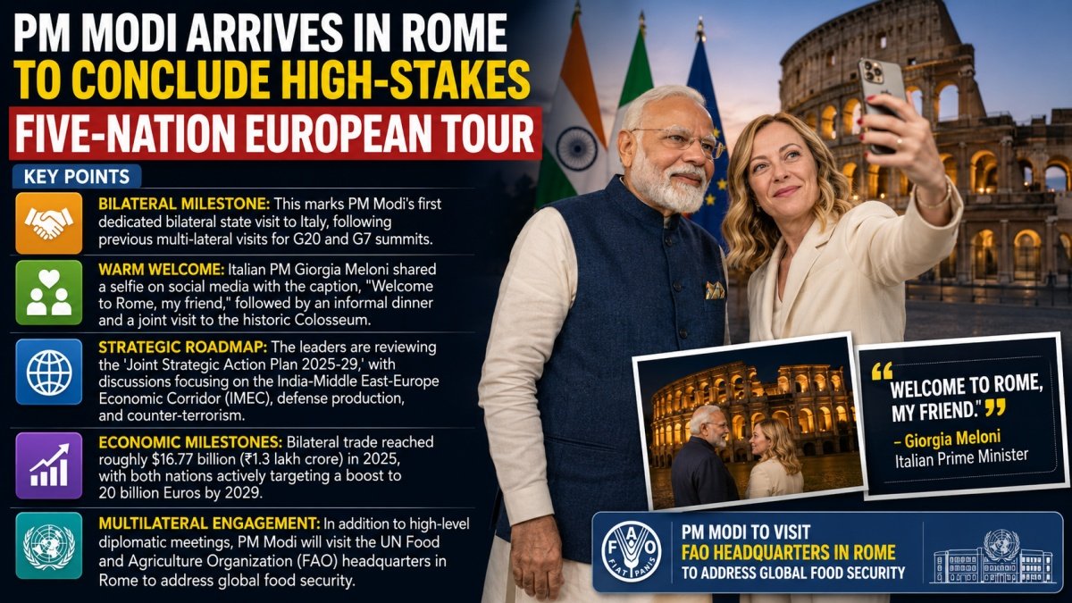 PM Modi Arrives in Rome | PalPal News Hub | Latest National, Technology, and Astrology News PM Modi Arrives in Rome