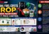 Infographic about global fuel price drop and India’s price controls, showing an oil barrel, Indian flag shield, and a petrol pump beside a Key Points panel.