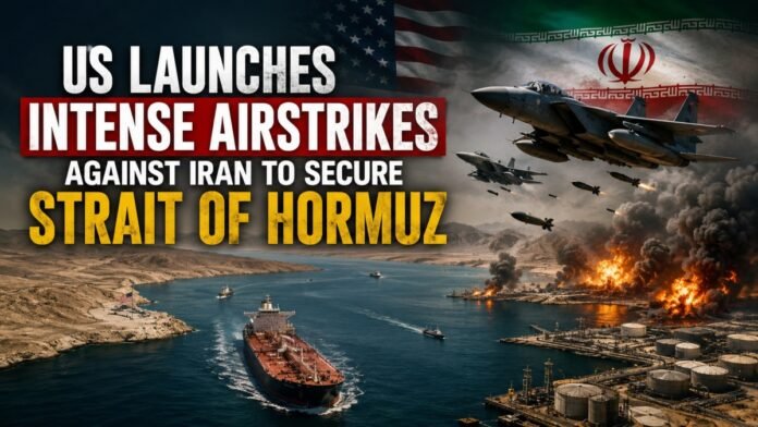 US Launches Intense Airstrikes Against Iran to Secure Strait of Hormuz